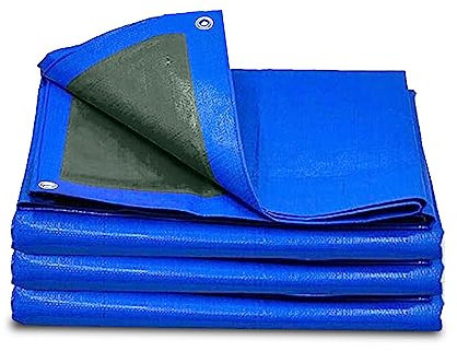 Blue-Green Tarpaulin Sheet Cut-Size 2.7m x 3.5m Lightweight PE Plastic Tarp 70gsm Water-Resistant Ground Sheet Multipurpose Tarpaulin Covers used for Garden Furniture Shed Camping (9ft x 12ft)