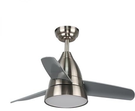 Ventilador de Techo Led 24W con luz, mando a distancia, motor DC 30W, 6 velocidades 3 Aspas, función verano-invierno (Niquel)