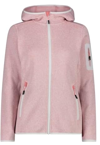 CMP Damen Giacca In Knit-tech Da Donna Con Cappuccio Fisso Jacke, Rosa-weiß, 40 EU