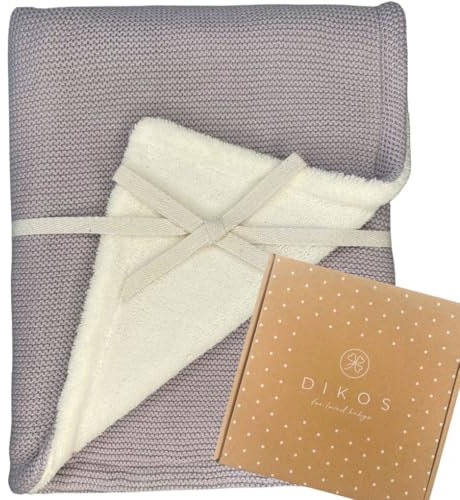 DIKOS® Premium Babydecke Winter (Grau) – kuschelweiche Winterdecke für Neugeborene Jungen & Mädchen aus Bio-Baumwolle & warmem Fleece (Oeko-TEX 100) – stylische Kinderwagendecke & Geschenk zur Geburt
