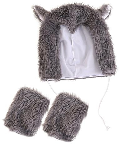 OSALADI Halloween Hut Handschuhe Plüsch Kopfbedeckung Cosplay Set Accessoire für Partys