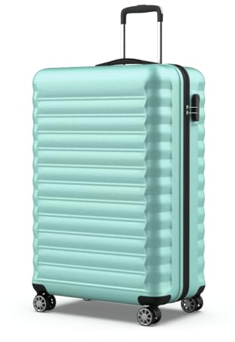 NUMADA - Valigia Grande Upfly 25Kg Upfly 28' ABS (75x49x29cm) con chiusura a combinazione e 4 ruote doppie a 360 | Resistente | Leggera | Interni a scomparti | Verde