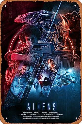 Vintage-Blechschild, Retro-Metallschild, Aliens (1986), Filmposter für Café, Bar, Büro, Zuhause, Wanddekoration, Geschenk, 30,5 x 20,3 cm
