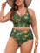Hanna Nikole Women's Large Size High Waist Bikini Sets Adjustable Two Piece Green Base and Red Flower 22
