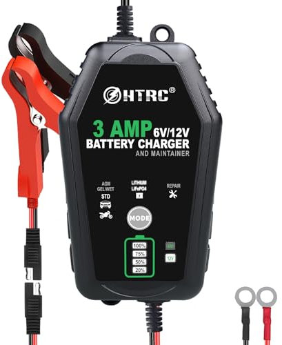 3-Amp Car Battery Charger, 6V and 12V Smart Fully Automatic Battery Charger Maintainer, Trickle Charger, Battery Desulfator for Car,Motorcycle, Boat..Lead Acid Lithium LiFePO4 Batteries