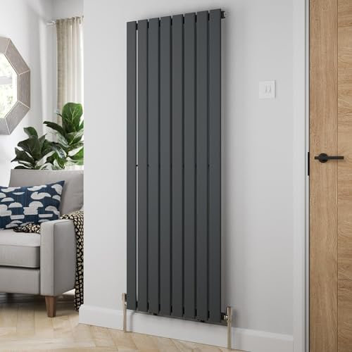 RADIANT LIVING 1600 x 608 mm Anthracite Vertical Radiator Flat Panel Central Heating Radiators Bathroom Designer Single