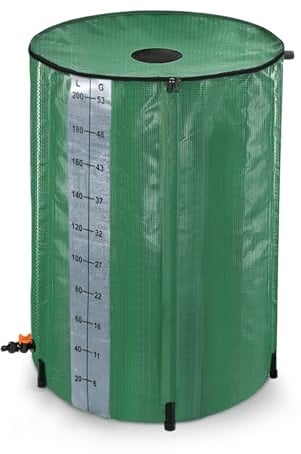 FIVMEN Serbatoio per Acqua Piovana 200 litri Barile per Acqua Piovana PVC Pieghevole con Coperchio, Verde