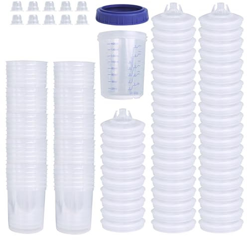 Pistolet pneumatique, bidon Universel sans Lavage, bidon de Peinture jetable, 1 gobelet extérieur + 50 gobelets intérieurs 160/600/810ml (600ML)