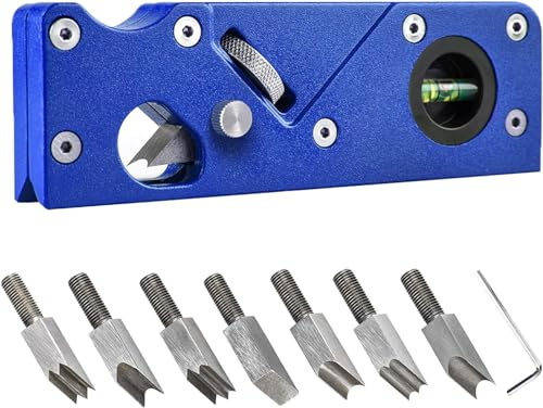 45 Grad Holzbearbeitungskanten-Eckhobel, Schrägkante,manuelle Hobel, verstellbare Fasenhobel, Anfasen und Trimmen, Trimmhobel, Fasenhobel,Handhobel (Blau+7pc Klinge)