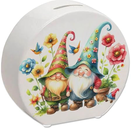 Gartenzwerge mit Blumen Spardose Freche Gartenzwerge Schelmische Wichtel Figuren Kecke Zwerge Spardose für Ihren Garten