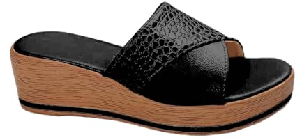 Pantuflas de calentamiento para mujer, para microondas, para playa, con tacón inclinado, sandalias informales huecas, sandalias retro para interiores y exteriores, talla 9, Black, 40.5 EU
