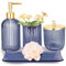 Ensemble d'accessoires de salle de bain en verre bleu, 4 pièces avec distributeur de savon, porte-brosse à dents, pot d'apothicaire, plateau de coiffeuse, décoration de salle de bain, cadeau pour la