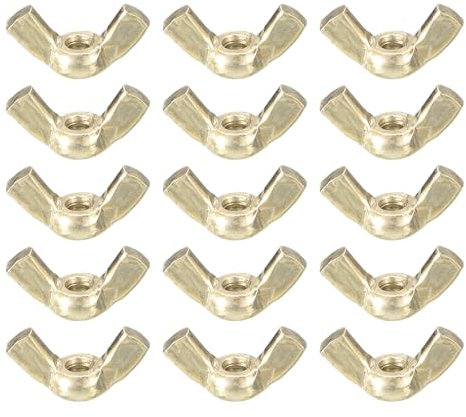sourcing map M10x1.5 Wing Nut 15 Pcs, Brass Butterfly Wing Nuts Fasteners Parts Hand Twist Tighten Wing Nuts for Machinery Electronic Equipment DIY, Gold Tone