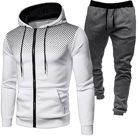 WWricotta Traje de pantalón con Capucha y Cremallera con Estampado de y Forro Polar para Deportes de Invierno para Hombre Reloj Hombre Elegante