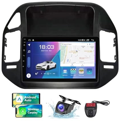 ZZPHKK Android 13 Carplay Android Auto Car Radio 2 DIN für Mitsubishi Pajero V70 V60 1999-2006 FM RDS DAB+ Car Radio mit Screen 9 Zoll Unterstützung DSP Equalizer/BT 5.0/Rear View Camera(A,NF-3)
