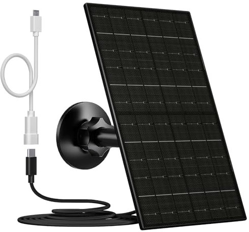 Vuebee Panneau solaire 7 W pour caméra de sécurité, chargeur de panneau solaire USB C pour appareil photo, panneau solaire USB compatible avec Eufycam et caméra à batterie rechargeable DC 5 V, étanche