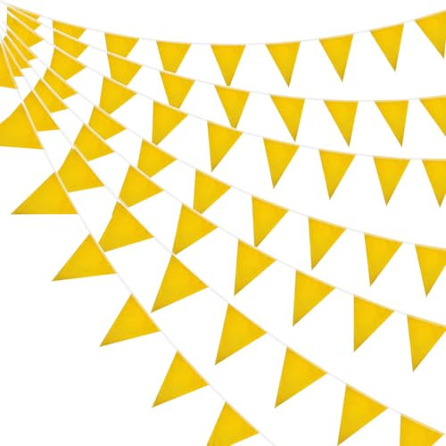 52 fanions en tissu doré, 20 m, réutilisables et imperméables, pour décorations de fêtes d'anniversaire, d'intérieur et d'extérieur, de Saint-Valentin, de mariage, de festival