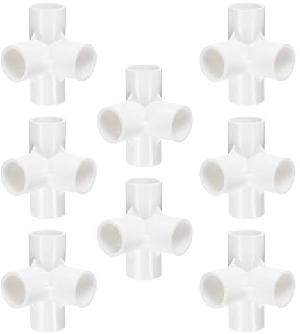 QUARKZMAN 8pz Raccordi per Tubi Pvc a 4 Vie 1 Gomito Connettore per Tubi per Mobili Grado Costruzione Accoppiamento a 90 Gradi per Scarico Idraulico Acqua Forniture, Bianco