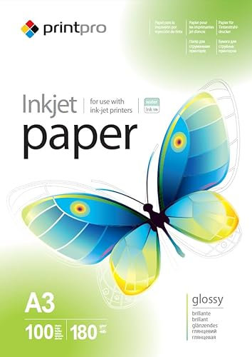 ColorWay Fotopapier PrintPro glänzend 180g/m², A3, 100 Blatt Sofort Trocken Wasserfest für alle Tintenstrahldrucker