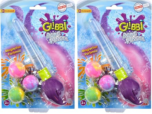 Simba 105953570 - Glibbi Badepinsel, Pinsel mit DREI Badebomben, färbt das Wasser bunt, magischer Zauberstab für die Badewanne, Badewannenspielzeug, ab 3 Jahren (Packung mit 2)