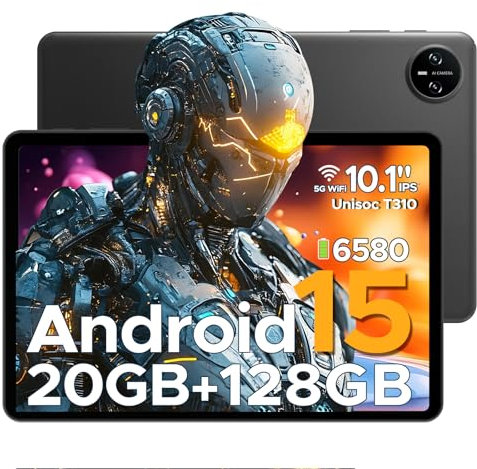 DOOGEE Tab A9 Pro Android 15 Tablet 10 Pulgadas, 20GB RAM+128GB ROM/2TB TF MAX, HD IPS Pantalla, 6580mAh Batería, Tablet WiFi5 2.4/5GHz/8MP+5MP/Facial ID/GMS/BT5.0/3.5mm Jack