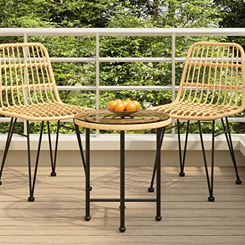 Xichuzi Esstisch, Gartentisch, Terrassentisch, Balkontisch, Gartenesstisch, Gartenmöbel, Partytisch, Ø50 cm Hartglas und Stahl