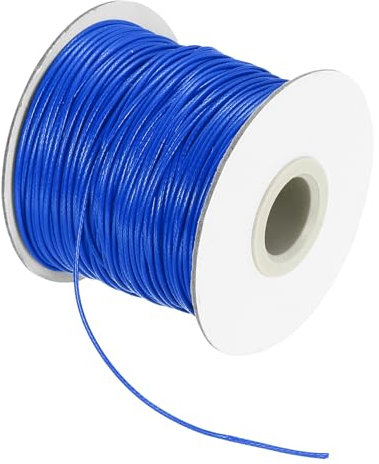 sourcing map Waxed Cord 1mm Waxed Thread 87 Yard Wax String Leather Cord for Bracelet Making, Necklaces, Beading, Jewelry Making and DIY Crafts(Bright Blue)