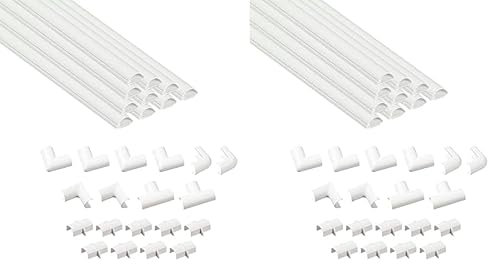 D-Line Kits de Goulottes, Cachez et Protégez Les Câbles Facilement, Goulotte Décorative, Blanc - 10 x 40cm Longueurs (4 mètres) - 20x10mm (Lot de 2)