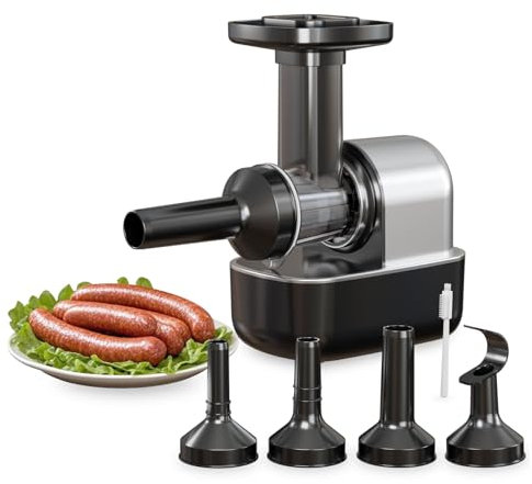 Insaccatrice Elettrica per Salsicce con Tritacarne Elettrico, 3 Tubi per Insaccamento e 1 Tubo per Polpette, Macchina per Salsicce Fatte in Casa Adatta a Hot Dog, Manzo, Pollo e Maiale Meat Grinders