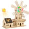 STEM Solar Powered 3D Wooden Puzzle Kit - DIY Windmill House Construction Toy,Educational Science Craft for Kids Ages 8-15 & Adults,Creative Hands-On Model Building Project,Clear English Instruction.