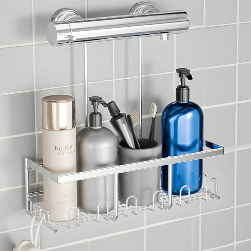 RUIHANDA Estante de ducha para colgar, cesta de ducha sin taladrar
