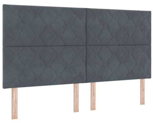vidaXL Kopfteil in dunkelgrauem Samt mit Diamantblock-Design | Höhenverstellbar, wandmontiert, modern, gepolstert – perfekt für die Schlafzimmer-Deko. Stylishe Möbel für Dein Bett.