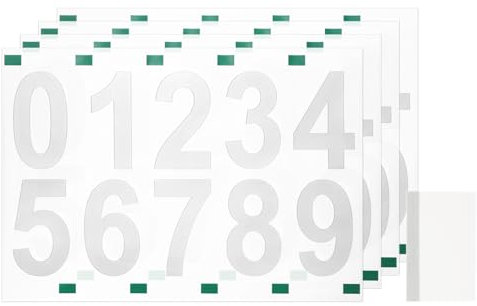 sourcing map 4 Sheets/40 Pcs Mailbox Numbers for Outside, 3 Inch 0-9 Vinyl Self-Adhesive Numbers Stickers Waterproof House Sticker with Scraper for Signs Doors Address, White