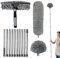 Kit De Dépoussiérage Haute Portée De De 6m avec Perche D'extension De 1.5 À 4.9m Plumeau en Toile D'araignée avec Perche Télescopique, pour Ventilateur De Plafond, Fenêtres, Murs Et Abat-Jour