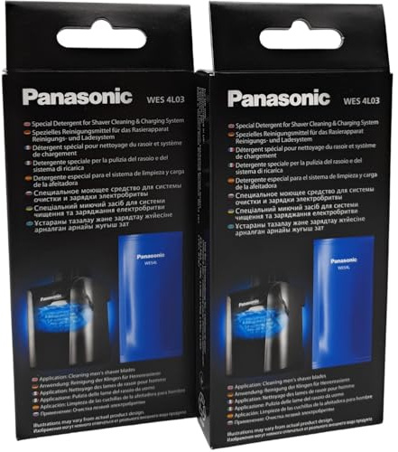 NaschLager Reinigungsflüssigkeit Nachfüllkonzentrat kompatibel mit Panasonic Clean and Charge Station WES4L03-803 2er Set (6 x 15 ml) Konzentratbeutel ES-LS9A ES-LV9Q ES-LV9N ES-LV97 ES-LV95
