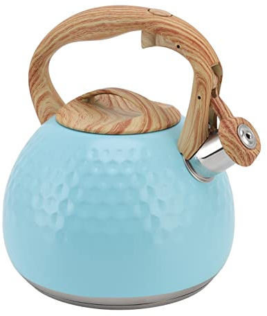 Nikou Bouilloire à thé 3L 304 bouilloire à eau sifflante en acier inoxydable pour accessoires de maison de thé domestique (Bleue)
