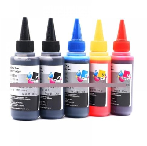 YGUWZ Universal Dye Ink Kit 100ml 4 Farbe 5 Farbe 6 Farbkompatibel Kompatibel mit Deskjet Inkjet -Drucker -Tank -Patronen Multi -Geräte Verwendung(5color-CMYK K)