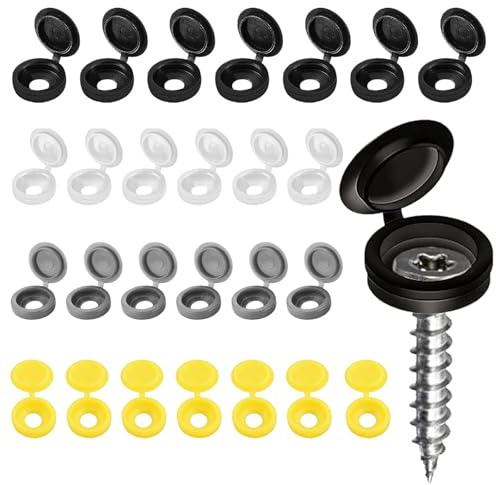 400Pcs Plastic Hinged Screw Cover Caps Plastic Hinged Screw Cover Caps, 5.3mm Hole Folding Snap Washer Flip Tops Replacement Decorative for Covering Heads Protection