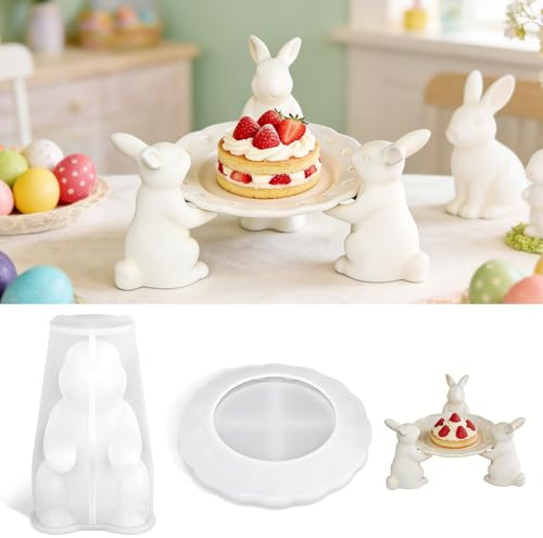 Silikonform Ostern,Silikonformen Gießformen Ostern,Silikonfor-m Gießformen O-stern für Frühling,Silikonfor-m Os-terhase Kerzen,Gießformen Os-tern Hase,für Gips und Sojawachs Gießen (B)