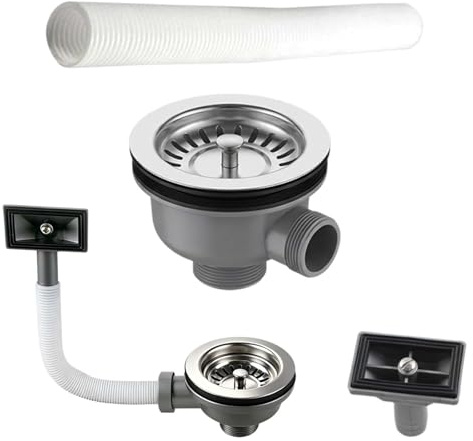 Verstellbarer Flexibler Ablaufschlauch, Durchmesser 114 mm, Siphon mit flexiblem Ablaufschlauch, Spüle Ablaufgarnitur, Ablaufgarnitur spüle, Küche Spüle mit Überlauf, geeignet für Küchenspülenfilter