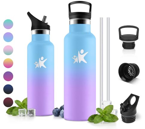 JAPORIA Borraccia 500ml, Borraccia con Cannuccia, Bottiglia Acqua Acciaio Inox, Doppio Strato Isolante, senza BPA, per Fitness, Campeggio, Escursionismo