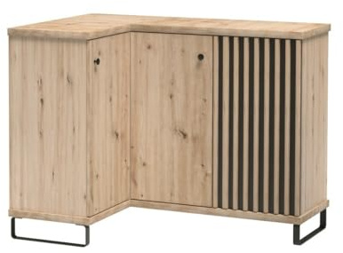 Masseno Kommode ALMERIA 122,6 cm Sideboard mit Schubladen und 2 Türen für Wohnzimmer Schlafzimmer Modern 122,6x40,6x85,4 cm Eiche Artisan