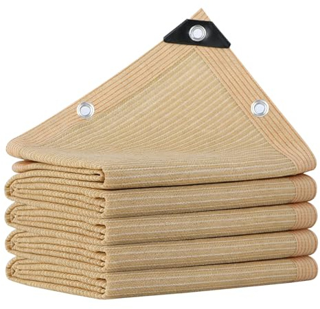 Telo Ombreggiante Beige 2x4m HDPE Rete Parasole con Occhielli | HDPE 90% Protezione UV Traspirante con Occhielli per Balcone, Terrazzo, Giardino, Serra - Effetto Raffreddamento per Estate
