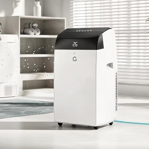 Garvee Mobile Klimaanlage 10000 BTU, 4-in-1 Klimagerät mit Kühlen & Entfeuchten & Ventilieren, Leiser Betrieb <50dB, Digitaldisplay + Fernbedienung, 24h Timer, Fenster-Installationsset, bis 51 m²