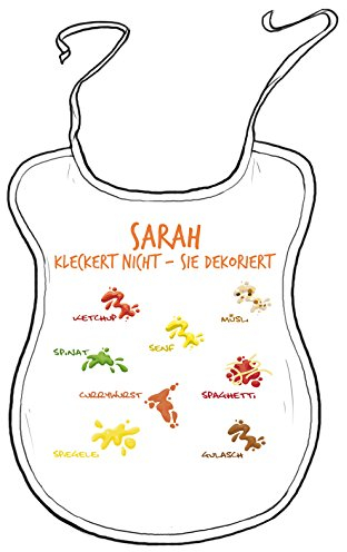 die stadtmeister Latz für Erwachsene/mit Wunschnamen (weiblich) / Sarah (bzw. Wunschname) kleckert nicht, sie dekoriert