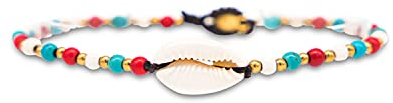 Made by Nami Surfer Fußkettchen mit Perlen Damen & Mädchen - Handmade Festival & Strand Accessoires - Goa Hippie Fußkette - Fußband Bunt Orientalisch (Multi Shell)