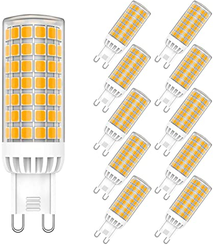MAYCOLOR G9 9W Energiesparlampe 9W Ersetzt 75W, 750 Lumen, Warmweiß 3000K, Leuchtmittel G9 9W Ideal für Kronleuchte Wandlampe Tischlampe Nicht-dimmbar 10er Pack