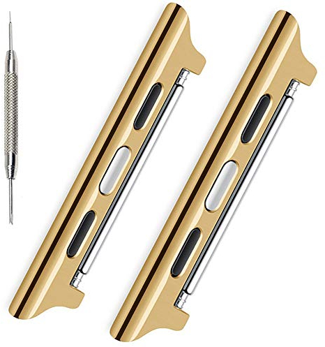 Miimall Kompatibel mit Apple Watch Ultra 2&1/Series 9/8/7/6/SE/5/4/3/2/1 Uhrenadapter, Edelstahl Metall iWatch Armband Connector Uhrenarmband Adapte/Stecker für iWatch 49mm 45mm 44mm 42mm - Gold