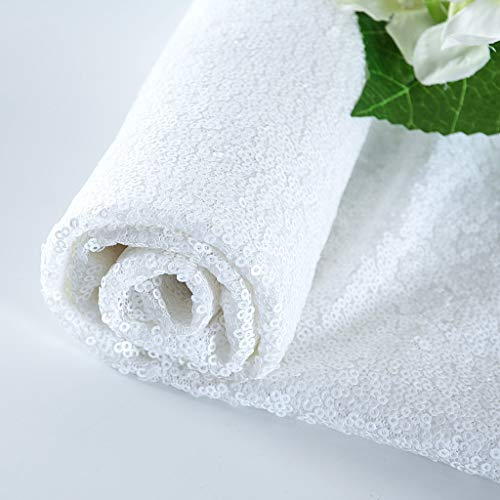 Paillette tissu 92 CM matériaux pour tissu à coudre pour tissu de couture par mètre tissu rouleau Noël tissu broderie tissu tissu à paillettes brillantes tissu à paillettes au mètre (92 cm, Blanc)
