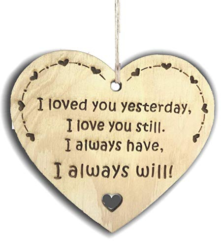 Pet-Jos Gift for Her Gift for Him I Love You Still Wooden Sign Heart Sign Decorative Sign 10 x 10 cm Saying Gift Wood Gift One